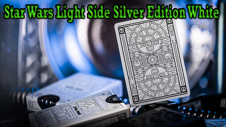 voici le dos des cartes du jeu Star Wars Light Side Silver Edition Playing Cards White theory11