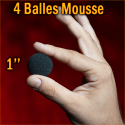 4 Balles Mousse Noir 1"