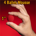 4 Balles Mousse Rouge 1"