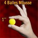 4 Balles Mousse Jaune 1"