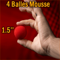 4 Balles Mousse Rouge 1.5"