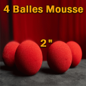 4 Balles Mousse Rouge 2"