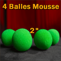 4 Balles Mousse Vert 2"