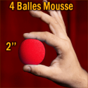 4 Balles Mousse Rouge 2"