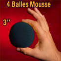 4 Balles Mousse Noir 3"