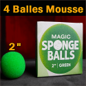 4 Balles Mousse Vert 2"