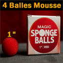 4 Balles Mousse Rouge 1"