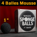 4 Balles Mousse Noir 1"