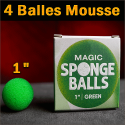 4 Balles Mousse Vert 1"