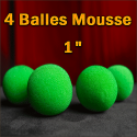 4 Balles Mousse Vert 1"