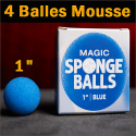 4 Balles Mousse Bleu 1"