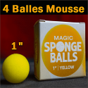 4 Balles Mousse Jaune 1"