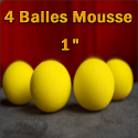 4 Balles Mousse Jaune 1"