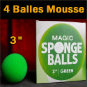 4 Balles Mousse Vert 3"