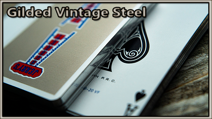 présentation de l'as de pique et de son dos du jeu Vintage Feel Jerrys Nuggets Gilded steel - argent