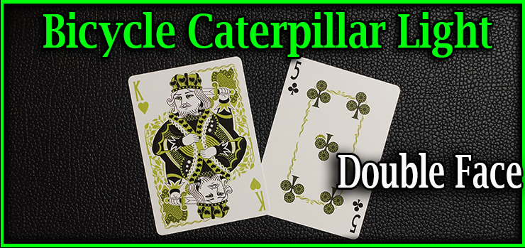 voici une carte double face le roi de coeur d'un côté et le cinque de trefle de l'autre du jeu bicycle caterpillar light