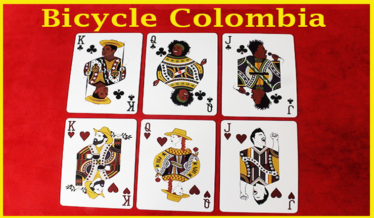 un roi une dame et un valet de trèfle avec une dame un roi et un valet de carreau du jeu de carte Bicycle Colombia