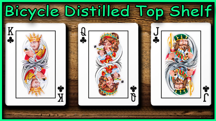 Le roi la dame et le valet de trefle un a côté de l'autre du jeu Bicycle Distilled Top Shelf