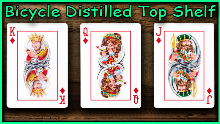 Le roi la dame et le valet de carreau un à côté de l'autre du jeu Bicycle Distilled Top Shelf