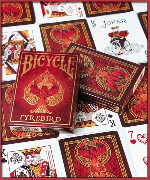 joker roide carreau et dame de coeur et le dos du jeu Bicycle Fyrebird playing card