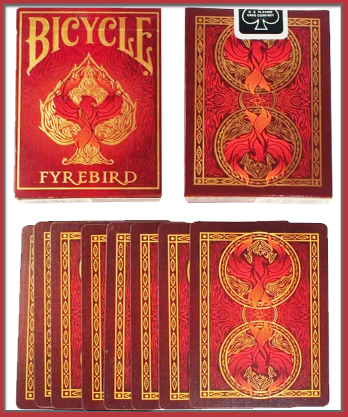 le dos du jeu et le jeu Bicycle Fyrebird playing card