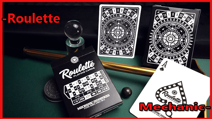 on voie l'étui un as de pique et une carte a dos du Jeu de Carte Roulette De Mechanic Industries.
