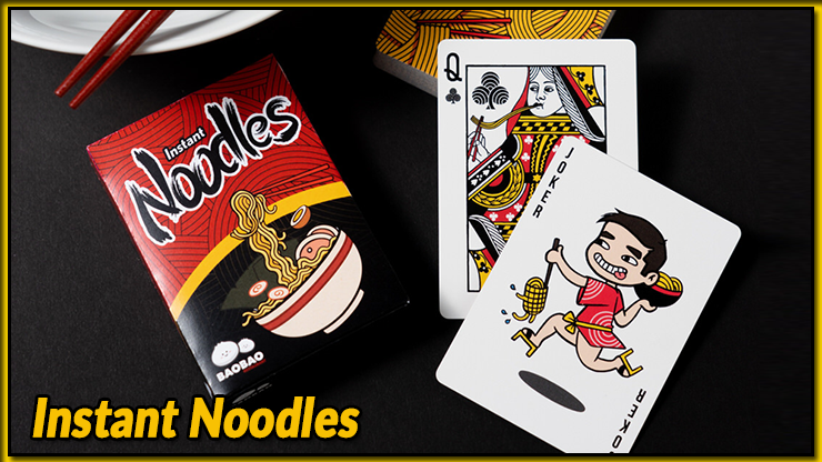 la dame de trèfle le joker et la boite du jeu Instant Noodles Cards De BaoBao Restaurant.