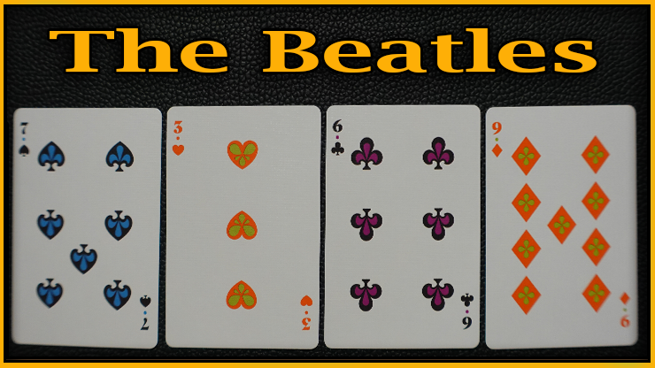 le sept de pique le trois de coeur le six de trefle et l neuf de carreau du Jeu De Carte The Beatles Bleu - Theory 11